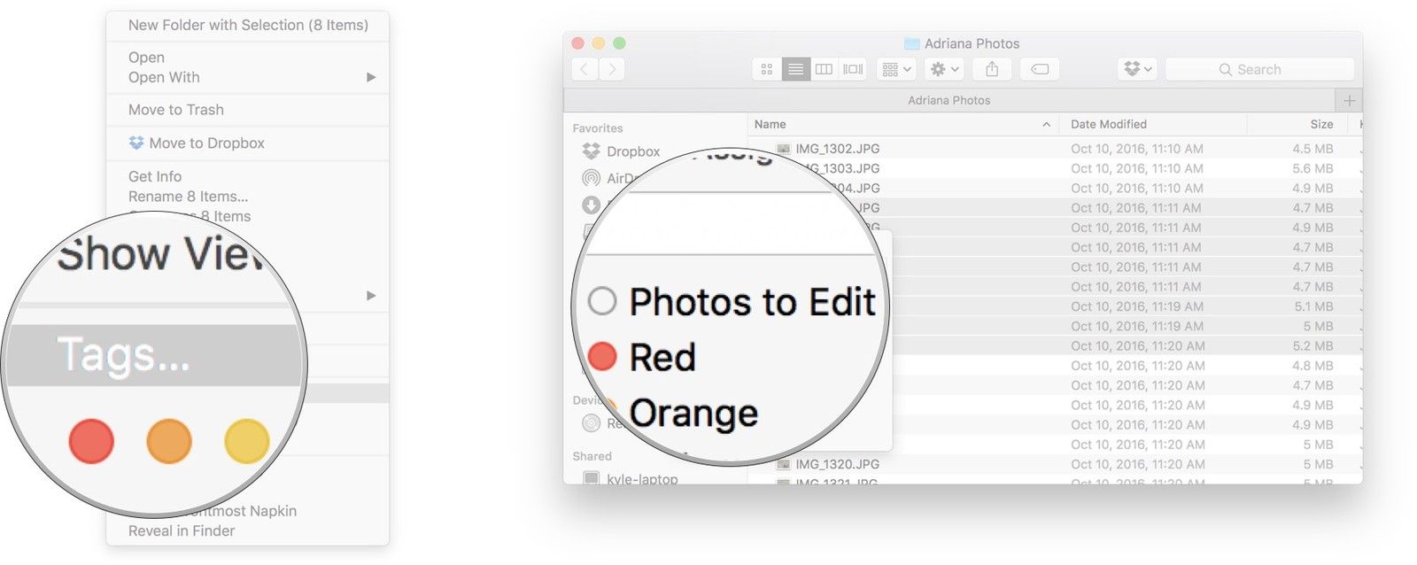 Нажмите Теги, а затем нажмите на тег, который вы хотите использовать.