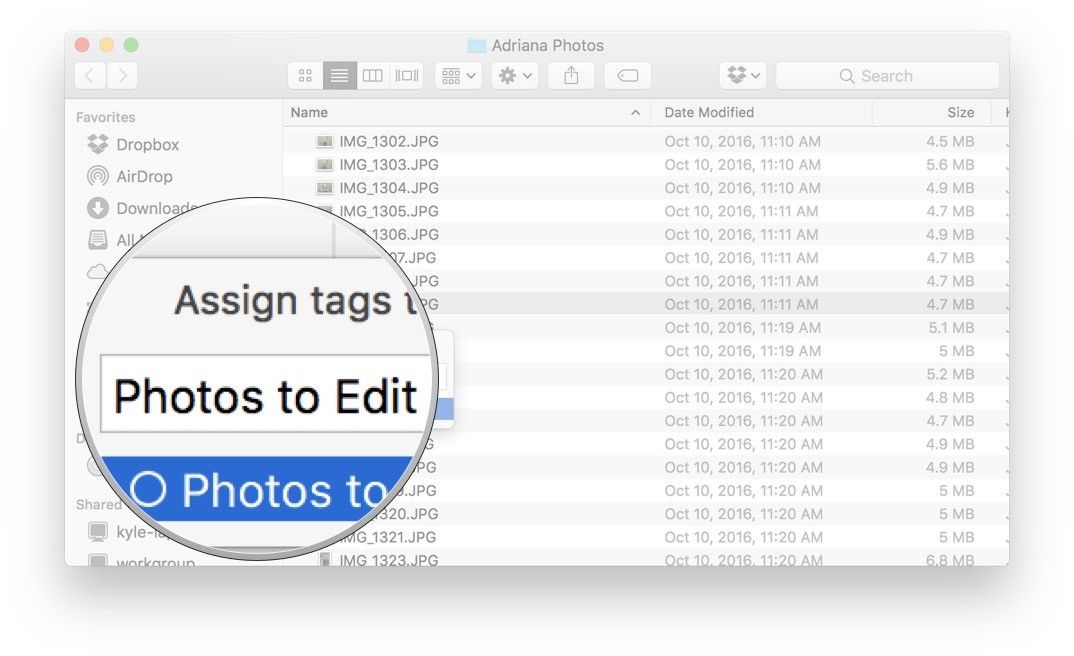 Введите имя для своей новой метки Finder и нажмите Enter.