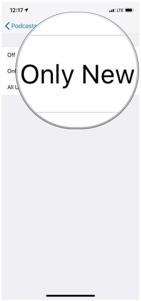 Опция автоматической загрузки настроек Apple Podcasts