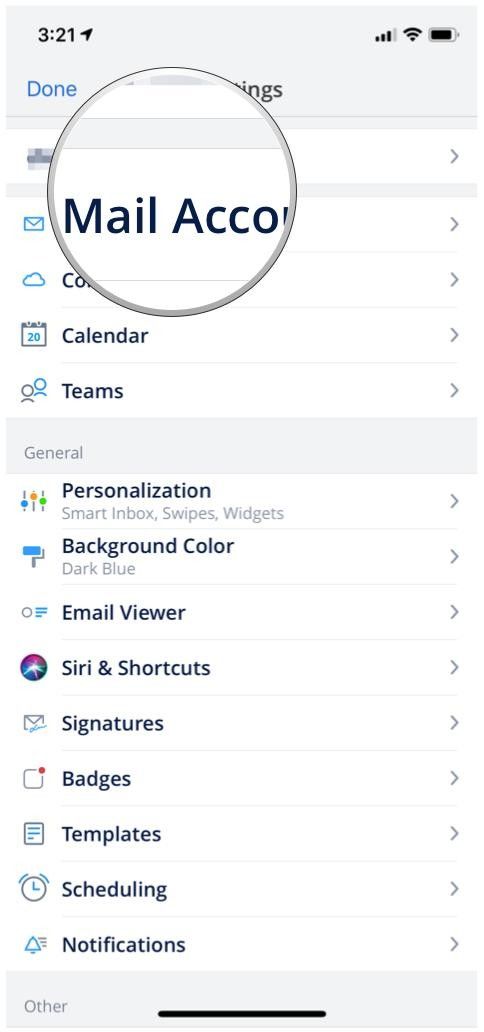 настройки спарк, почтовые аккаунты