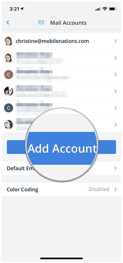 настройки спарк, учетные записи почты, добавить учетную запись