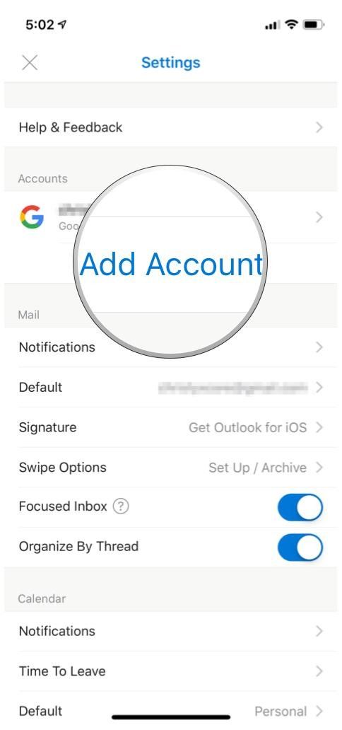 настройки внешнего вида добавить аккаунт