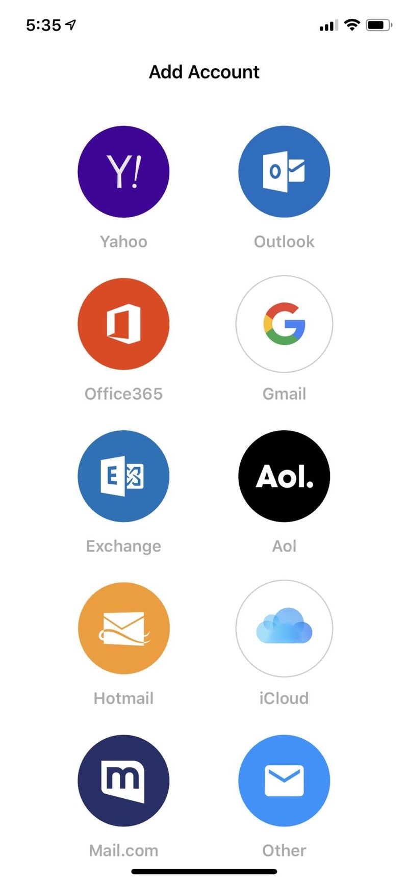 Edison Mail добавить параметры учетной записи