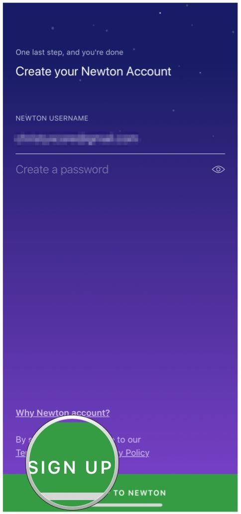 кнопка регистрации почты ньютона