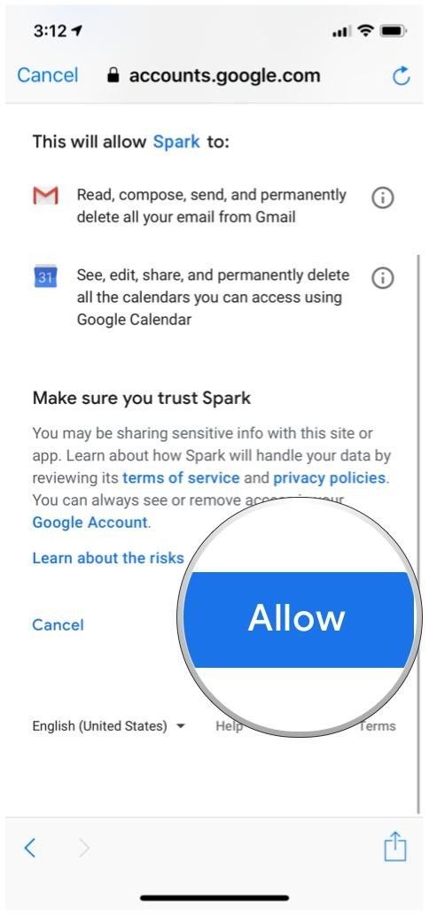 доступ к учетной записи spark
