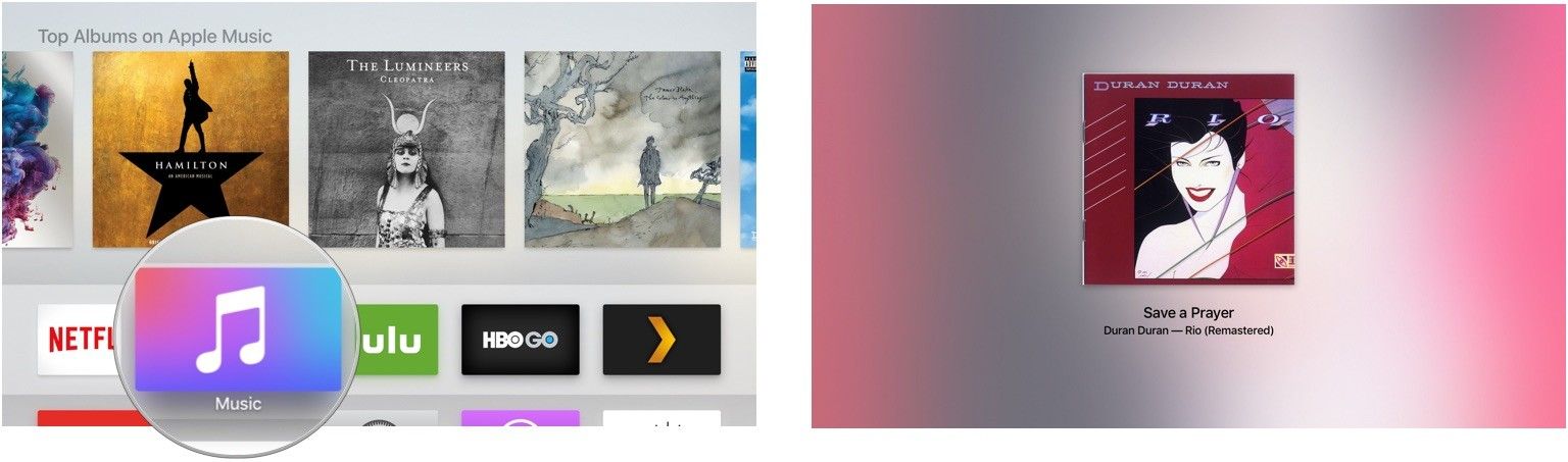 Выбор трека в Music на Apple TV