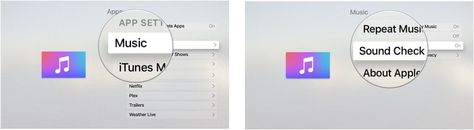 Включение проверки звука на Apple TV