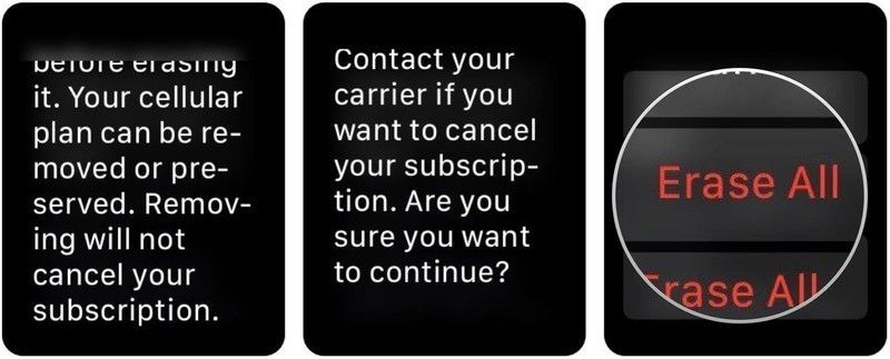 стереть план Apple Watch