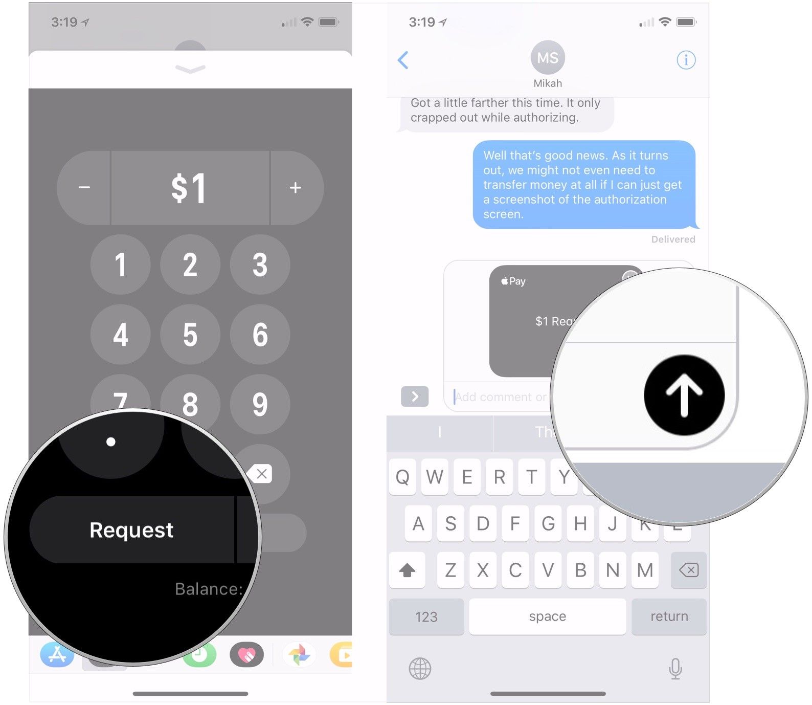 Нажмите &laquo;Запрос&raquo;, нажмите &laquo;Отправить&raquo;