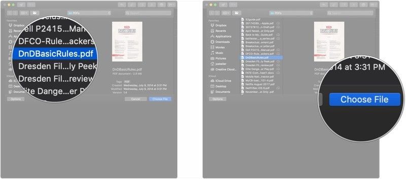 Нажмите на файл, нажмите Выбрать файлы