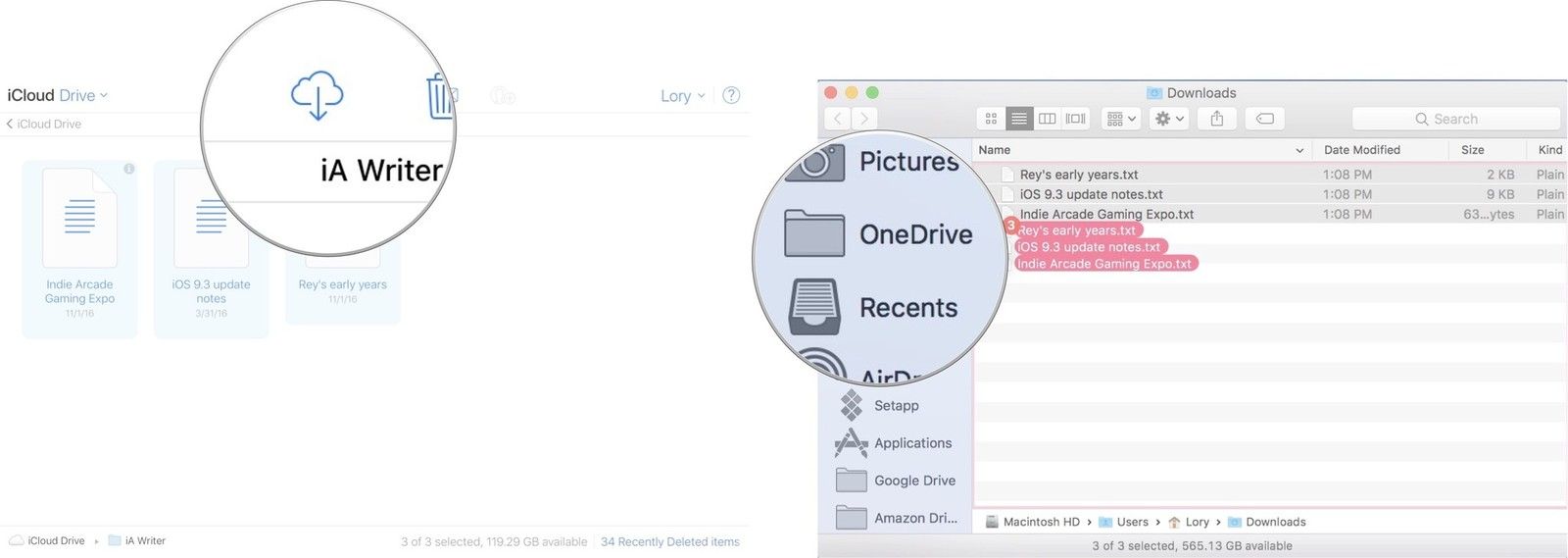Нажмите «Загрузить», затем перетащите загруженные копии с вашего компьютера в другое место.