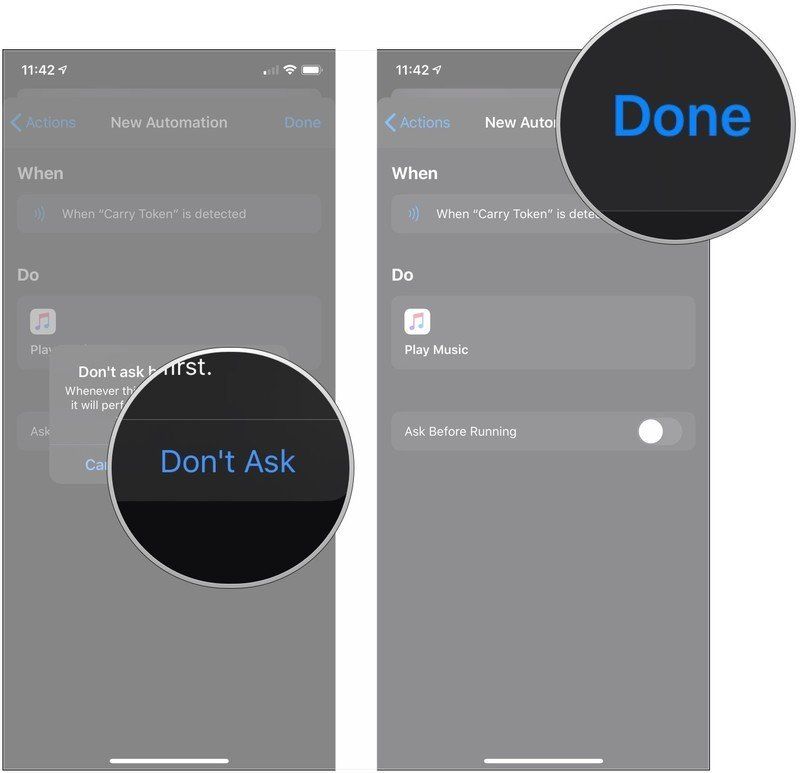 Нажмите Дон't Ask, tap Done