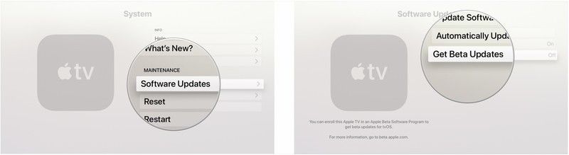 Нажмите Обновления программного обеспечения, нажмите Получить бета-обновления