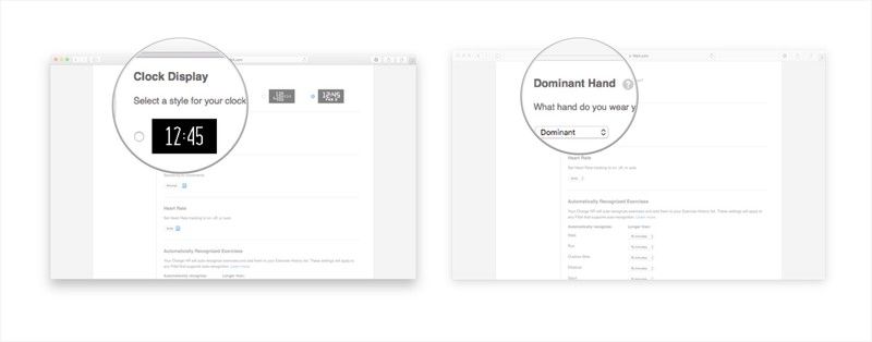 Измените дисплей часов или настройте его для доминирующей руки.