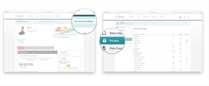 Нажмите на просмотр настроек вашей учетной записи и нажмите на вкладку Конфиденциальность.