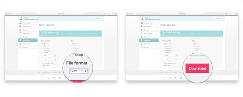 Выберите формат файла и нажмите «Загрузить».