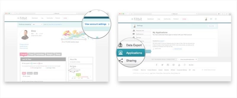 Нажмите на просмотр настроек вашей учетной записи и нажмите на вкладку Приложения.