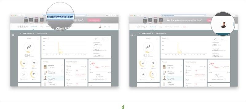 Перейдите к онлайн-панели инструментов Fitbit и нажмите на изображение своего профиля.