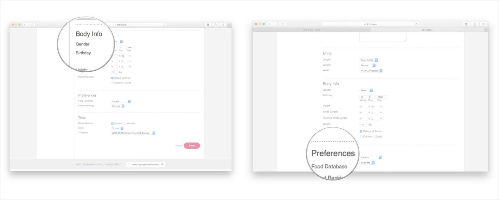 Отредактируйте свою информацию о теле или предпочтения.