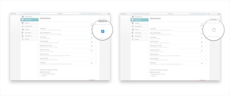 Установите флажок, если вы хотите получать определенные уведомления, или снимите флажок, чтобы остановить определенные уведомления.