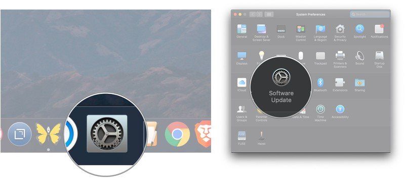 Откройте Системные настройки, нажмите Обновления программного обеспечения