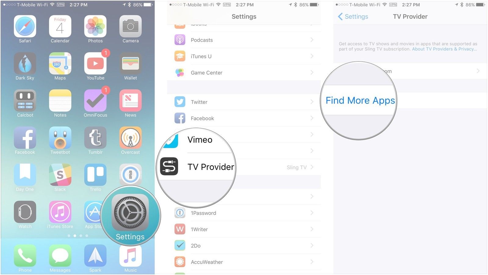 Откройте «Настройки», выберите «Поставщик ТВ», нажмите «Найти другие приложения».