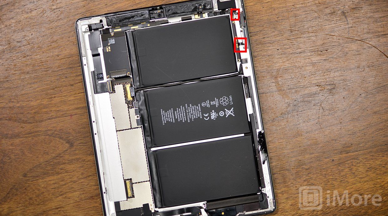 Область предупреждения о кабеле кнопки питания iPad 2