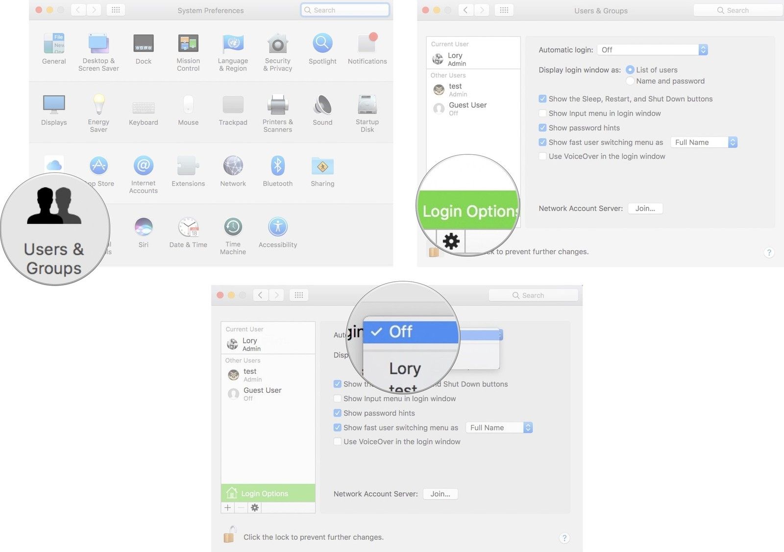 Отключение автоматического входа на Mac