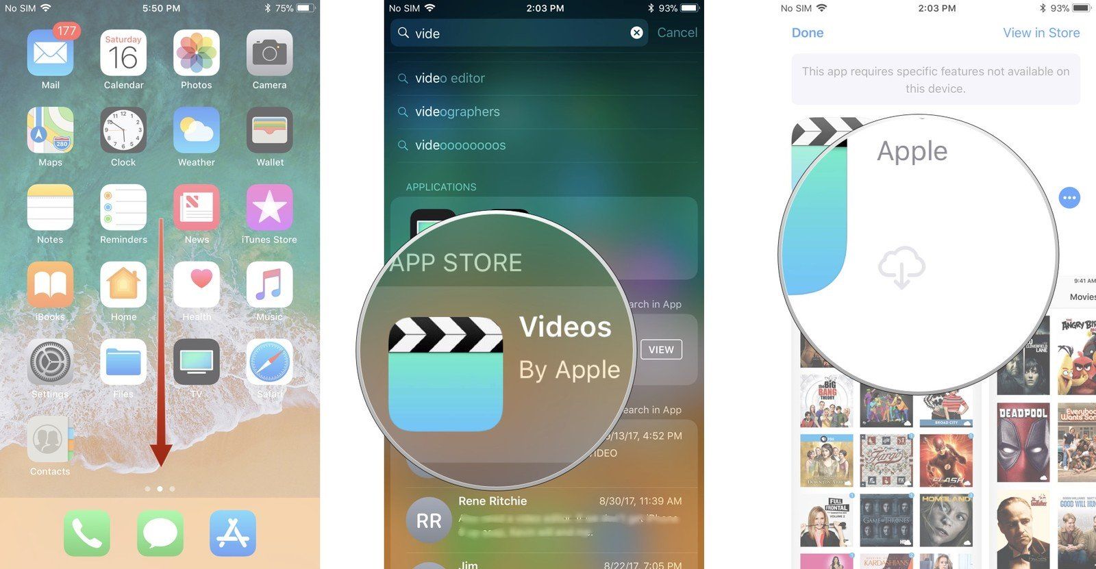 Активируйте Siri Search, найдите приложение «Видео», загрузите его из App Store
