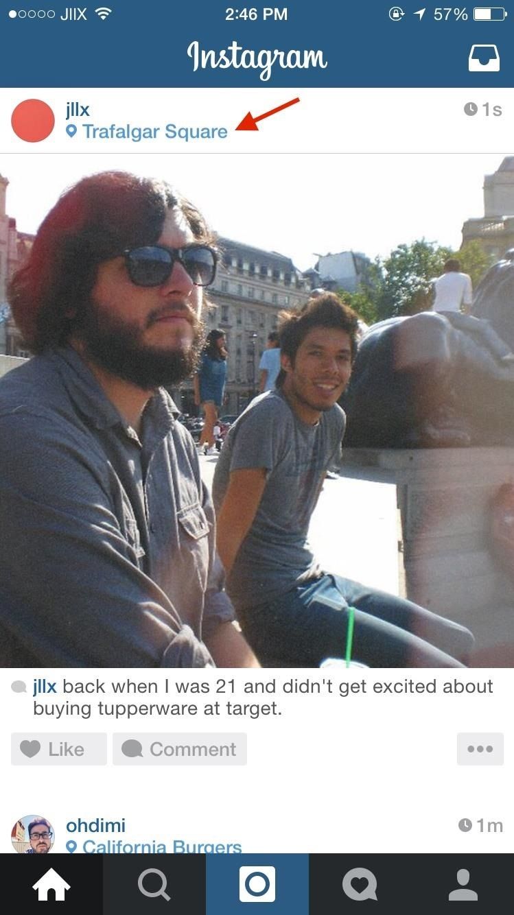 Добавление местоположений к фотографиям без геотеги перед публикацией на Instagram