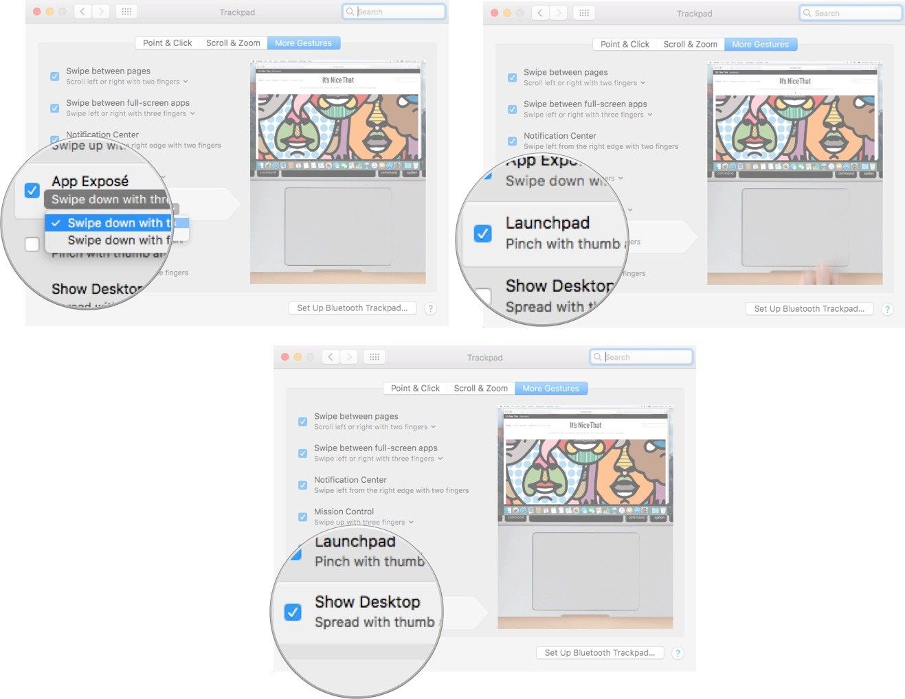 Больше жестов на Mac