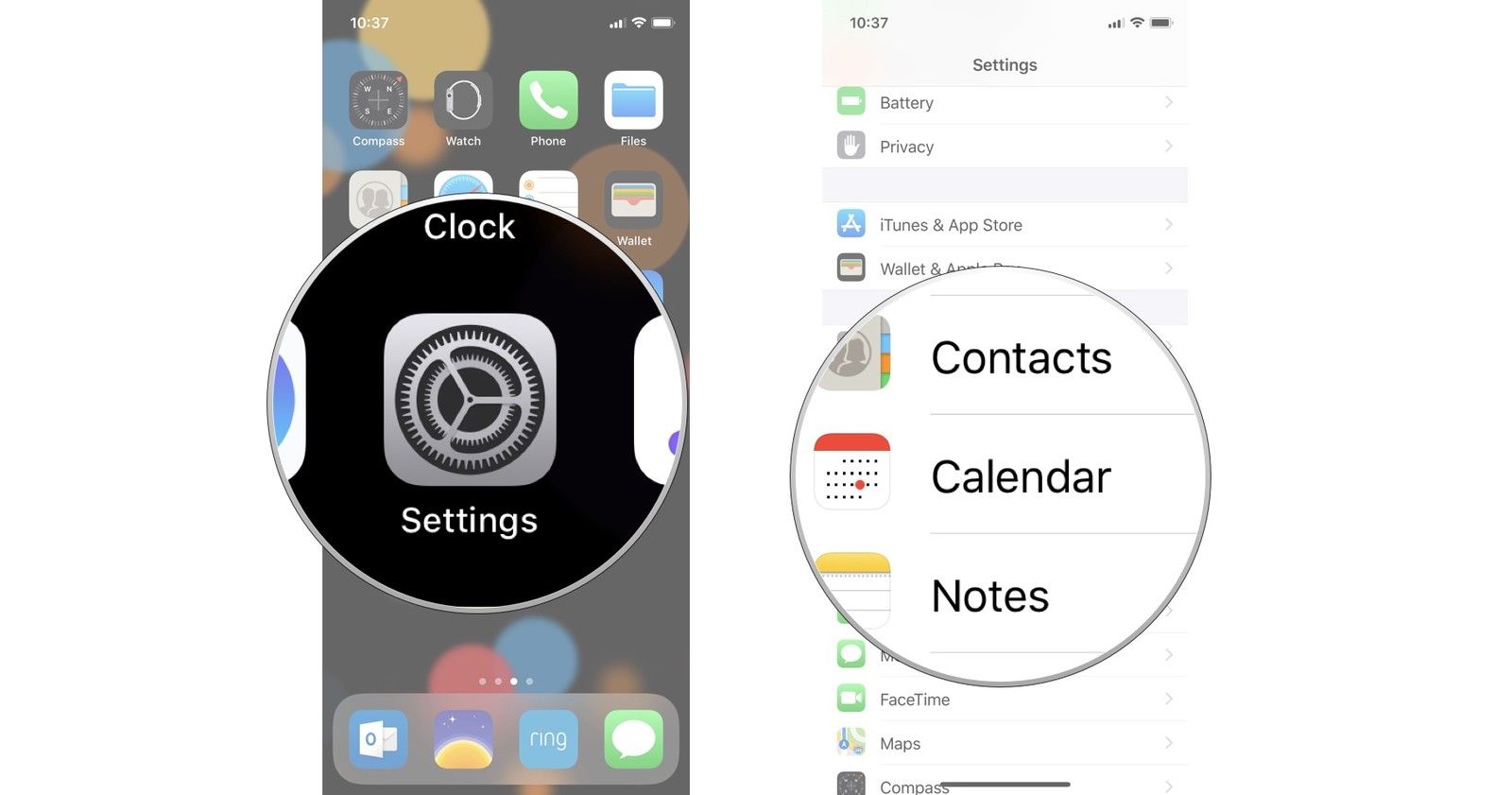 Запустите Настройки, затем нажмите Календарь