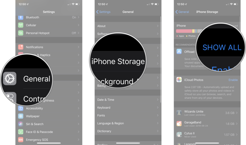 Запустите &laquo;Настройки&raquo;, нажмите &laquo;Основные&raquo;, нажмите &laquo;iPhone Storage&raquo;, а затем нажмите &laquo;Показать все&raquo;.