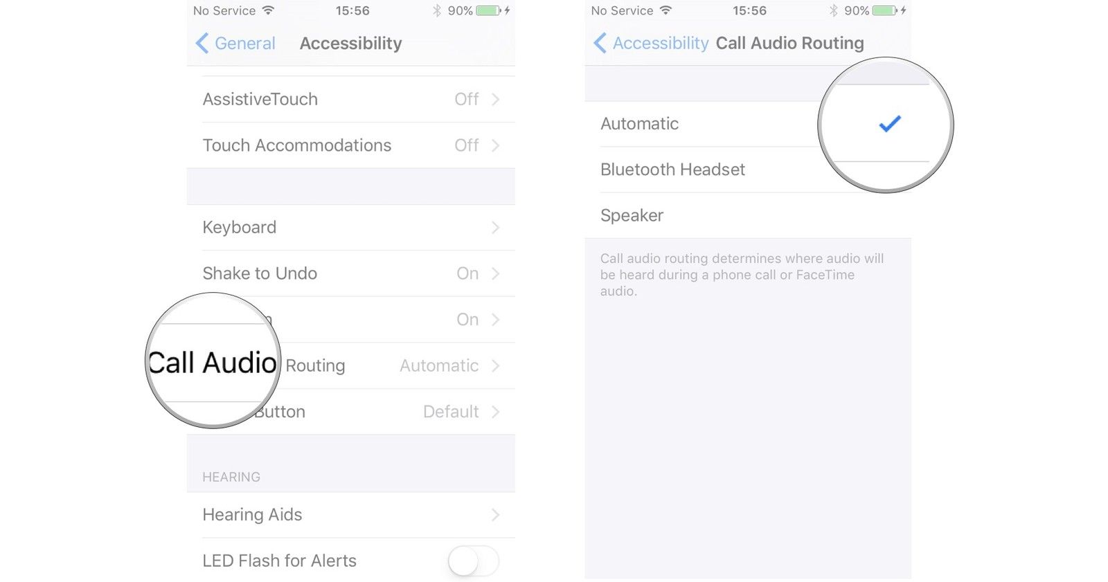 Нажмите Call Audio Routing, нажмите, откуда вы хотите, чтобы звук пришел