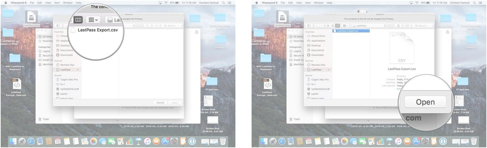 Нажмите на свой файл CSV. Нажмите на Открыть.