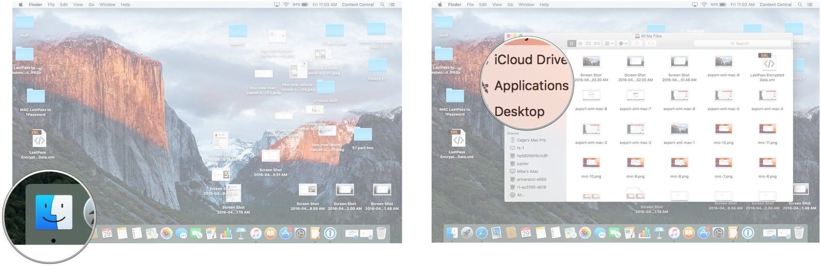 Нажмите на Finder. Нажмите на Приложения.