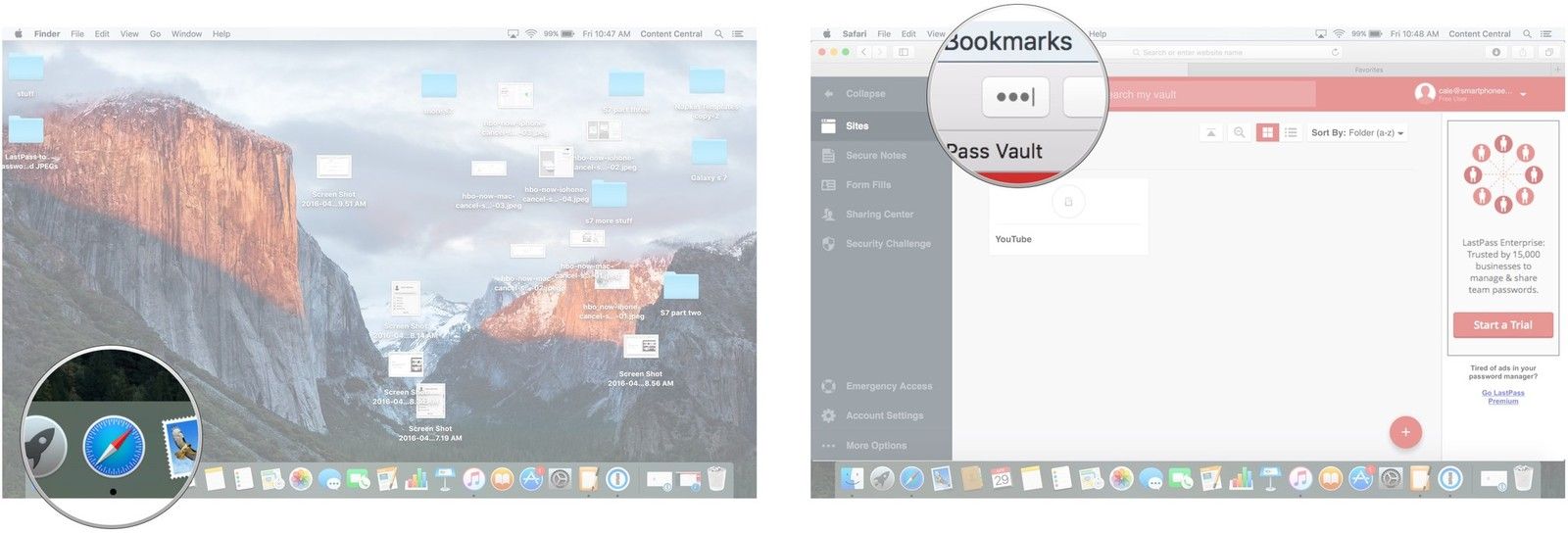 Нажмите на Safari. Нажмите на значок LastPass.