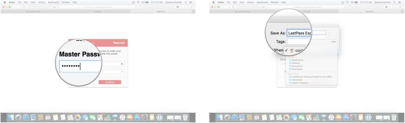 Введите свой мастер-пароль. Введите имя файла.