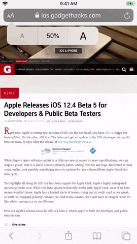 Как сделать текст больше или меньше в iOS 13's Safari — Without Affecting the Rest of the Webpage