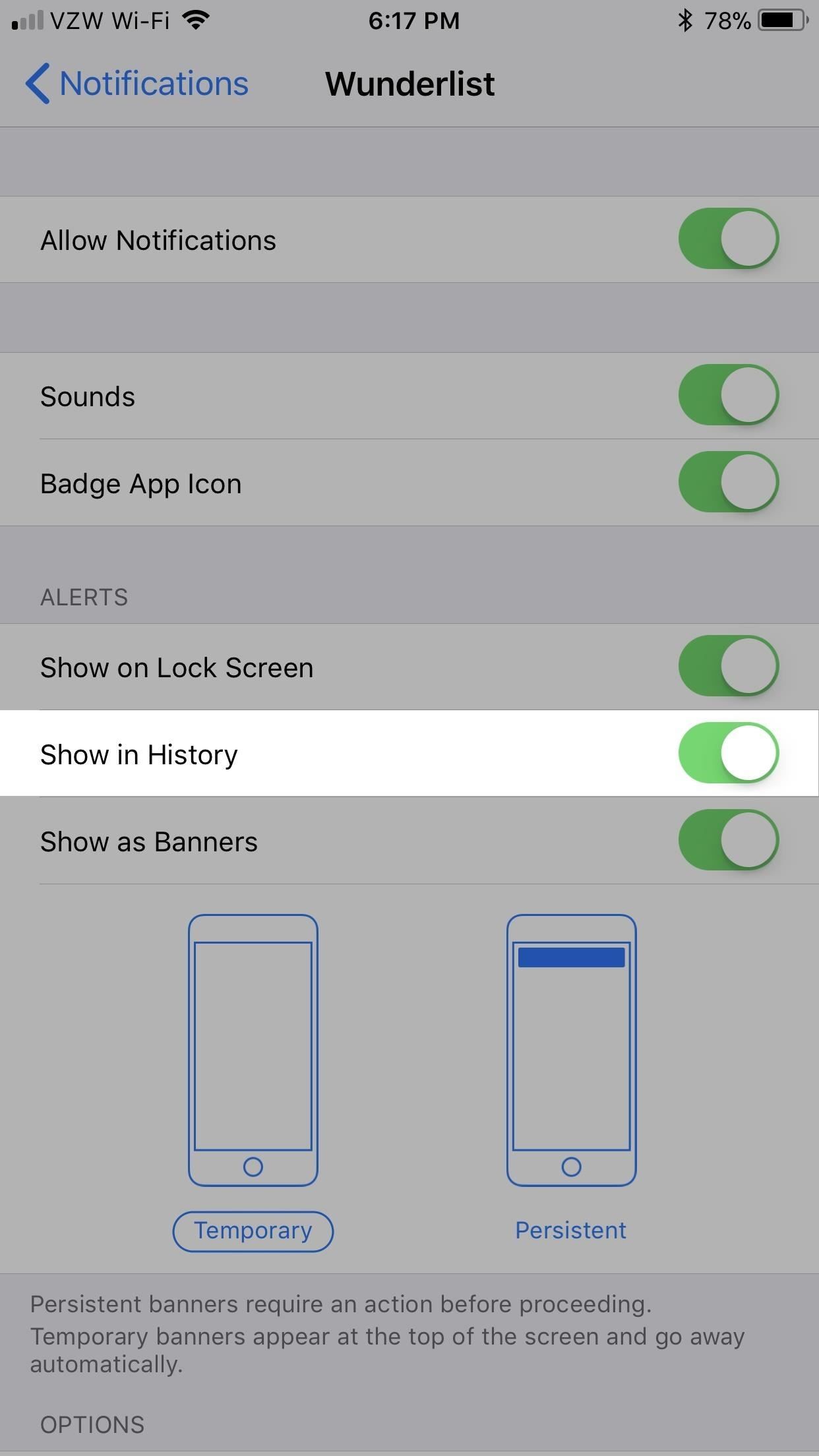 Как заблокировать появление определенных приложений в истории уведомлений в iOS 11
