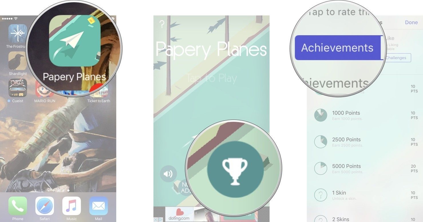 Запустите игру на главном экране, нажмите кнопку достижений, а затем вкладку на вкладке достижений.