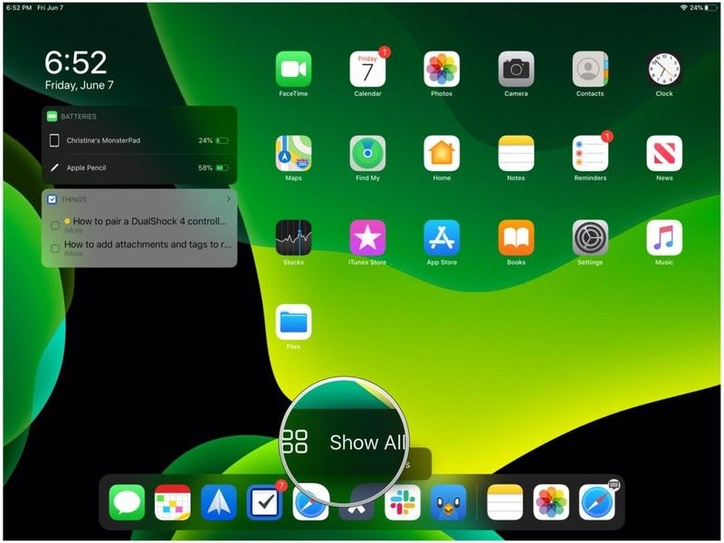 Всплывающее меню, Показать все окна Всплывающее меню, Показать все окна