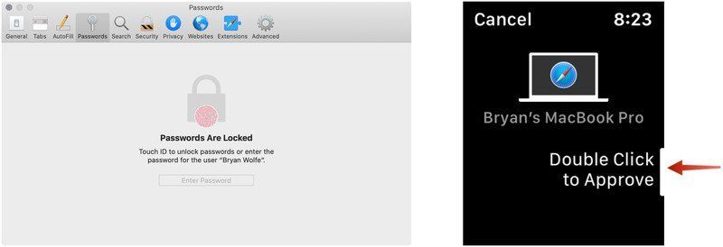 дважды щелкните на Apple Watch