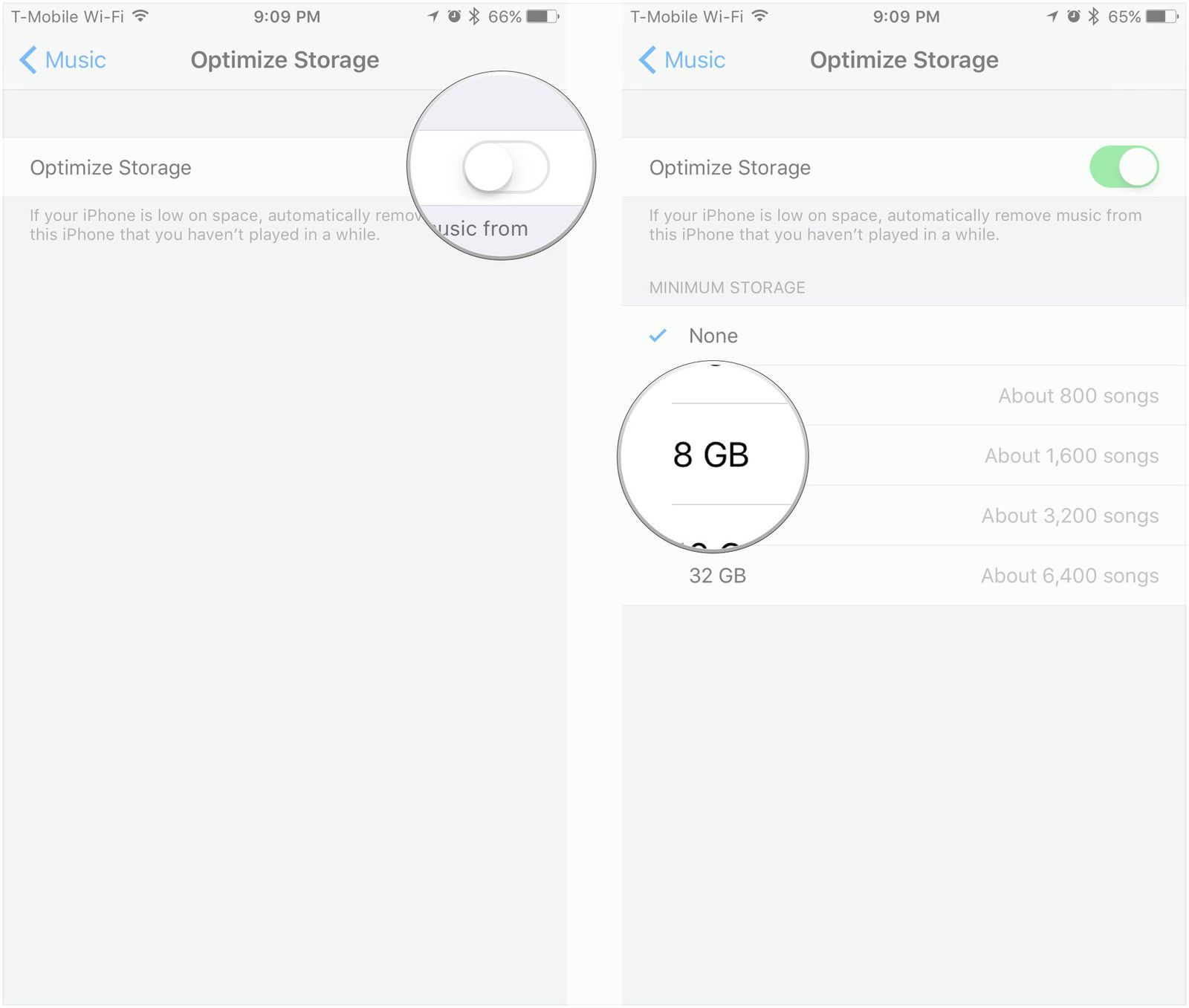 Включите Оптимизированное хранилище, выберите место
