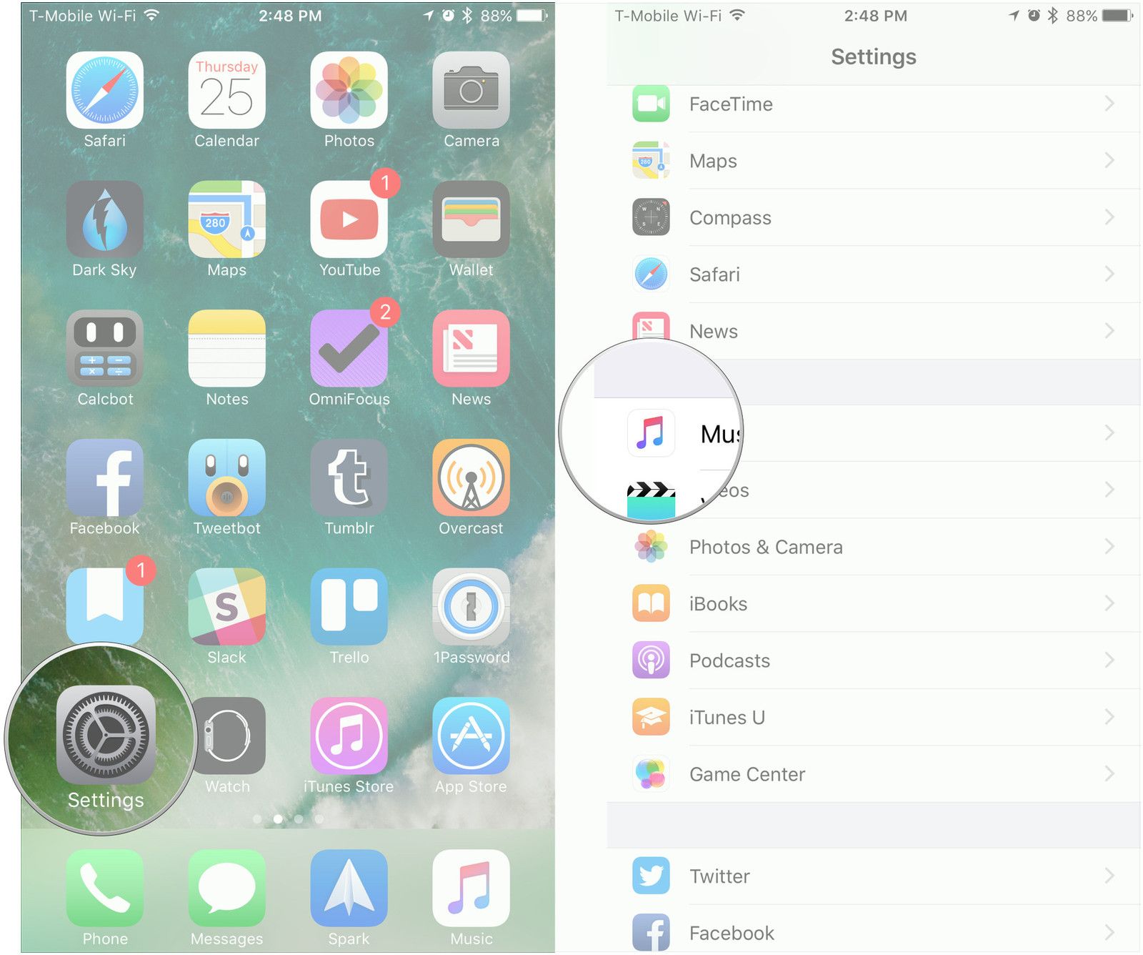 Откройте настройки, перейдите в раздел Музыка,