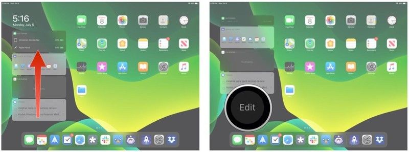 Главный экран iPad, редактирование виджетов Главный экран iPad, редактирование виджетов