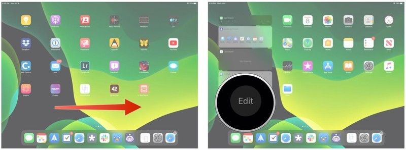 Проведите пальцем вправо, прокрутите вниз и нажмите кнопку Изменить виджет Проведите пальцем вправо, прокрутите вниз и нажмите кнопку Изменить виджет