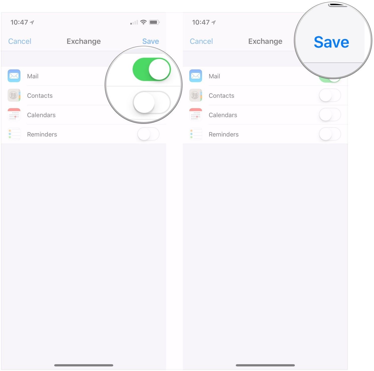 Переключатели, нажмите Сохранить