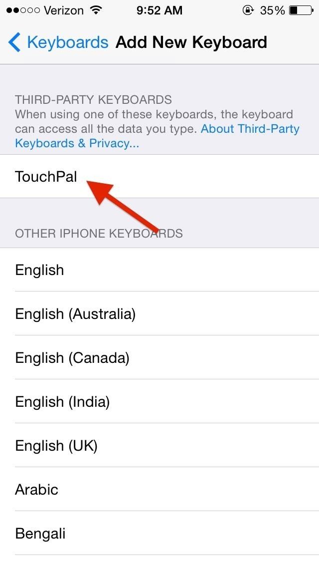 Как настроить TouchPal и другие сторонние клавиатуры на вашем iPhone в iOS 8