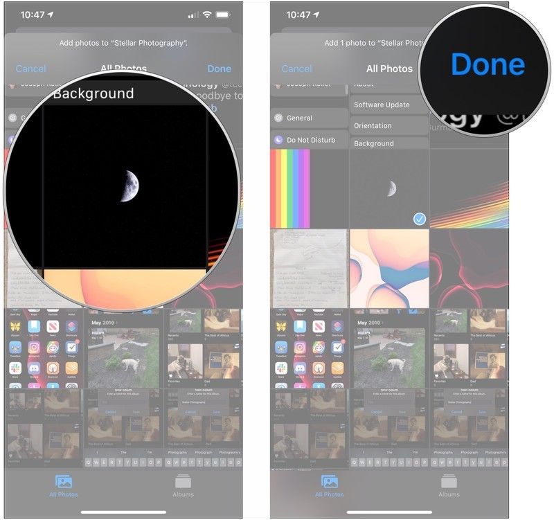 Нажмите на фотографии, нажмите Готово